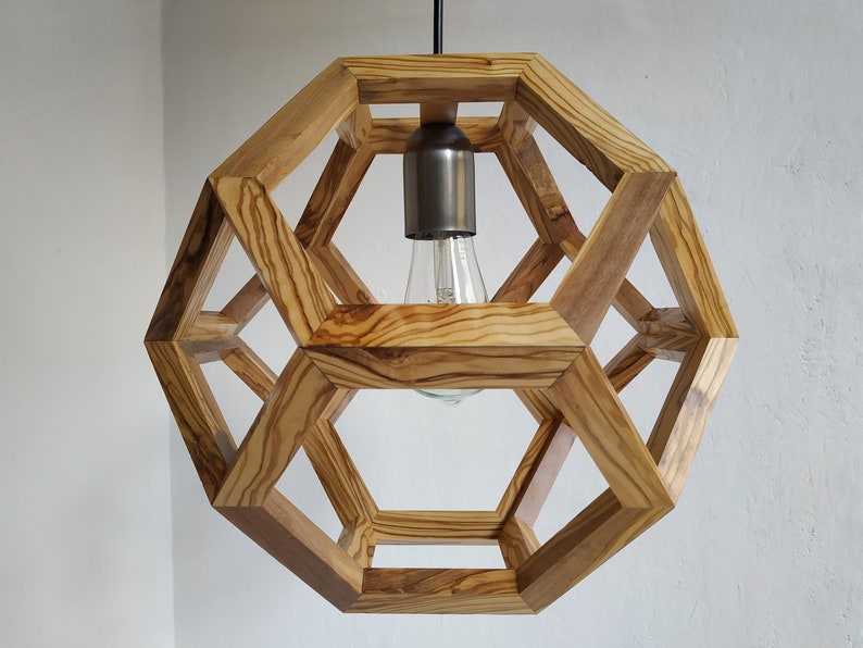Olive Wood Pendant Lamp in Olive Wood Truncated Octahedron Etsy