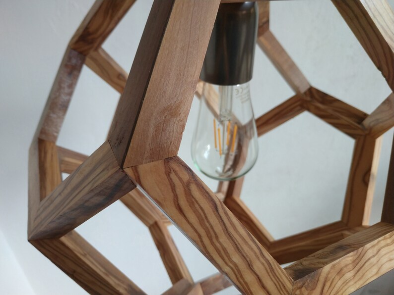 Olive Wood Pendant Lamp in Olive Wood Truncated Octahedron Etsy