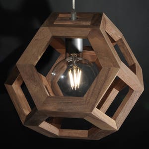 geometric wooden octahedron lamp, natural wood walnut light, contemporary sconce, handmade fixture, customizable hanglamp, bespoke lantern
