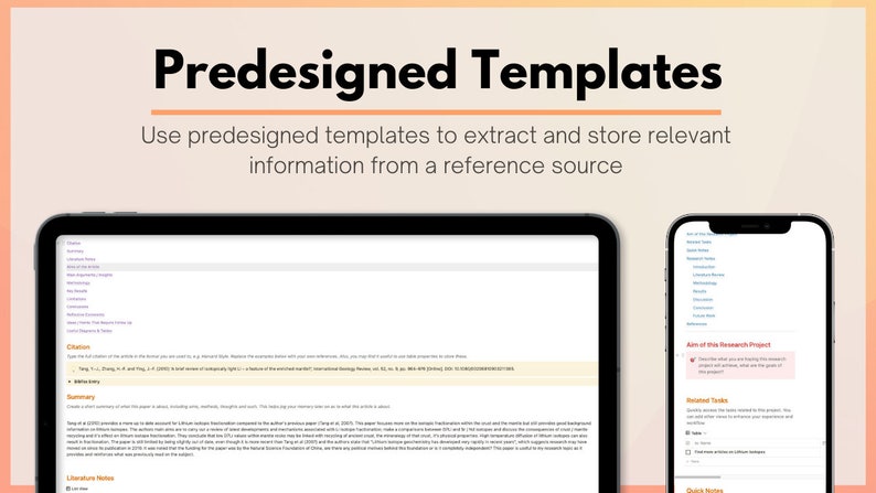 Puede incluir: Dos capturas de pantalla que muestran una herramienta de investigaci&oacute;n digital con una plantilla predise&ntilde;ada para extraer y almacenar informaci&oacute;n de una fuente de referencia. La plantilla incluye secciones para la cita, el resumen, las notas de literatura y las notas r&aacute;pidas.