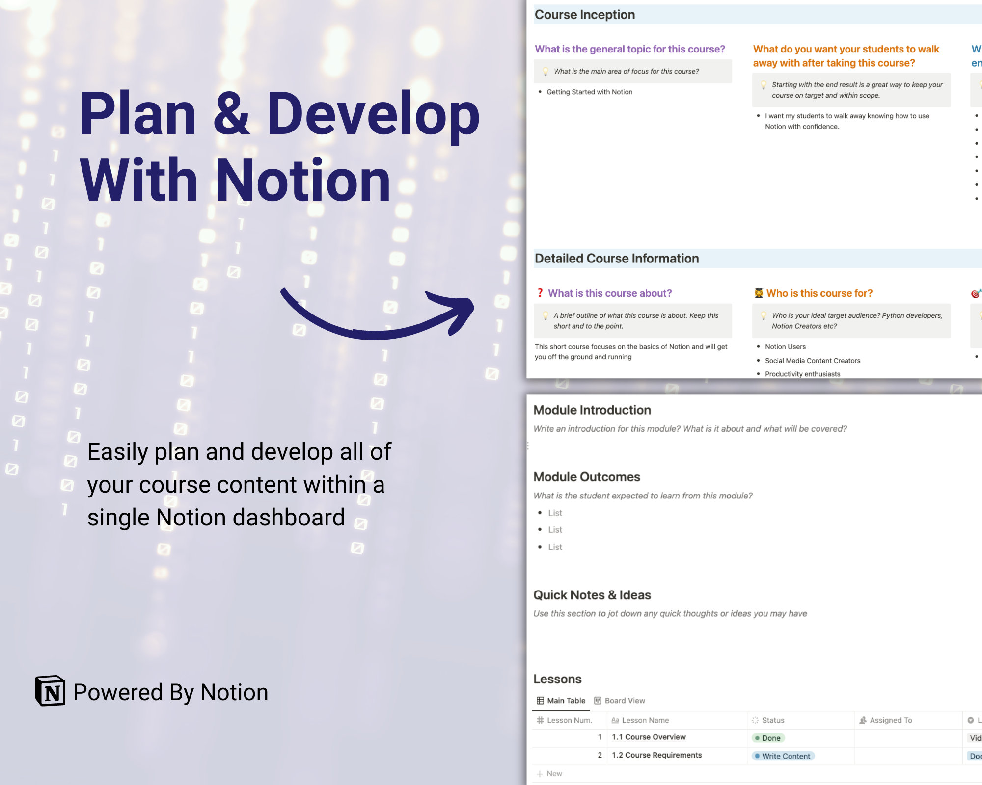 Course Creation Notion Dashboard, Notion Template, Course Creation ...