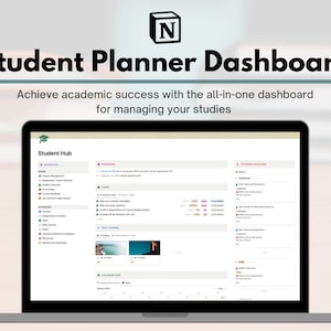 Notion Template Student Planner, Study Planner, Course Planner, College Planner, Academic Planner, Assignment Tracker Notion Dashboard