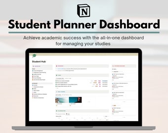 Notion Template Student Planner, Study Planner, Course Planner, College Planner, Academic Planner, Assignment Tracker Notion Dashboard