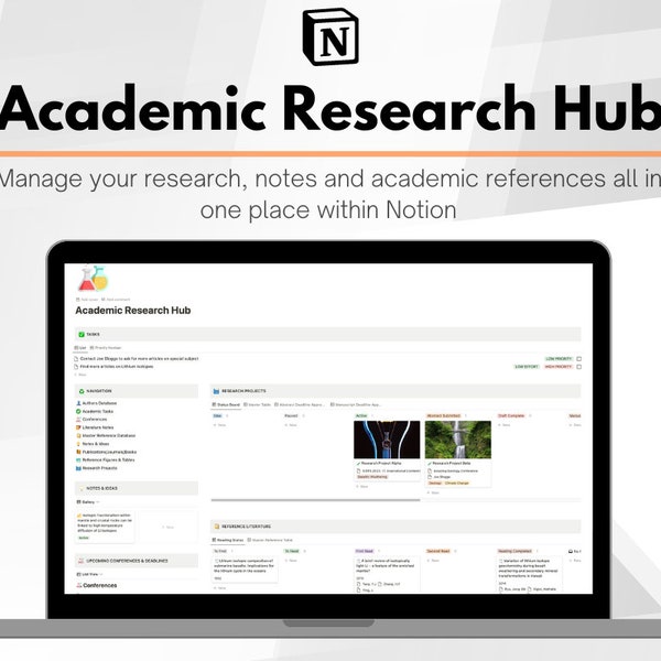 Notion Template Studenten, Akademischer Forschungsplaner für Doktoranden, Notion Template Doktorand, Notion Research Doktorandenplaner, Akademischer Planner