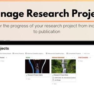 Puede incluir: Captura de pantalla de una tableta que muestra la interfaz de un software de gesti&oacute;n de proyectos de investigaci&oacute;n. La interfaz muestra una lista de proyectos en diferentes etapas de finalizaci&oacute;n, incluyendo "Pausado", "Activo", "Resumen enviado" y "Borrador completado". Los proyectos se muestran con una imagen en miniatura y una breve descripci&oacute;n.