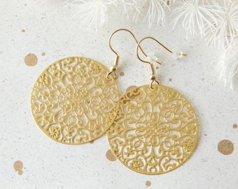 Feather-light Bohemian Mandala Earrings Gold Gift Idea Earrings Ornament