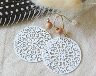 Bohemian Mandala Earrings White