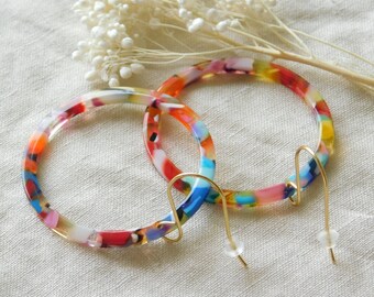 feather-light acetate earrings terrazzo gift idea colorful earrings