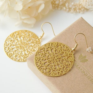 Feather-light Bohemian Mandala Earrings Gold Gift Idea Earrings Ornament image 4