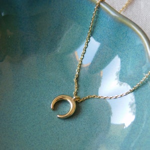dainty necklace crescent moon 14k