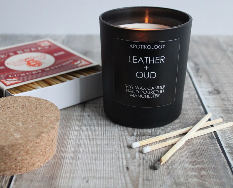 Leather Oud Scented Candle Etsy UK