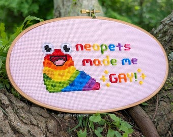 Rainbow Slorg Cross Stitch Pattern - Gay Neopets Nostalgia - PDF Digital Download