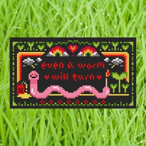 Arson Worm Cross Stitch Pattern - Even A Worm Will Turn - PDF Digital Download
