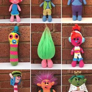 Wzory na szydełkowe lalki trolle | 9 wzorów amigurumi na lalki | Pobierz plik PDF