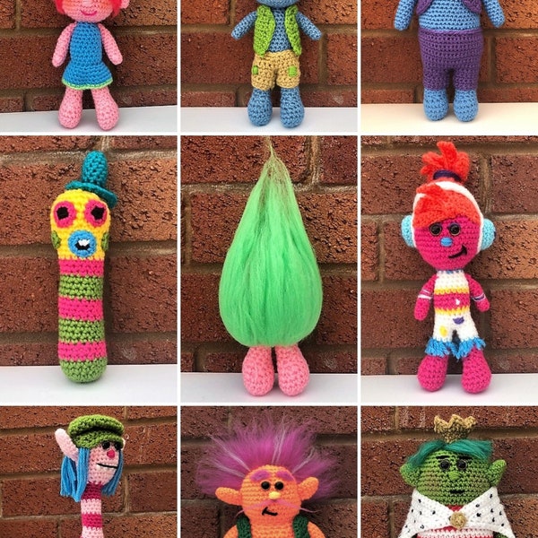 PDF Crochet Pattern | 9 Troll Dolls Crochet Patterns | Amigurumi Patterns | Troll Dolls | Crochet Dolls and Toys |