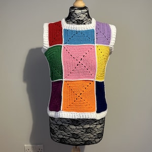 PDF Crochet Pattern | Granny Square Vest | Crochet Vest | Granny Squares | Crochet Clothes | Funky Clothes | Crochet Pattern | Vest