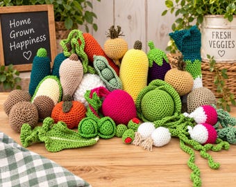□9.パープル　いもりのあみぐるみ かぎ針編み野菜パターン22種類 - あみぐるみおままごとフードセット