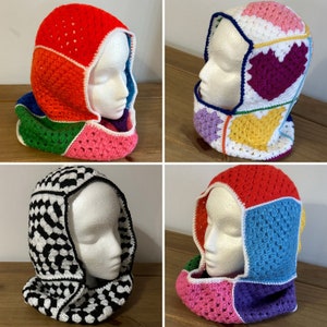 PDF Crochet Pattern | Granny Square Balaclava | Crochet Balaclava | Granny Squares | Funky Clothes | Face Mask | Crochet Pattern
