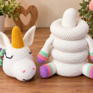 Unicorn Stacking Toy Crochet Pattern - Ring Stacker Amigurumi -Baby Toy - PDF