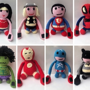 PDF Crochet Pattern | 8 Superhero Dolls | Superhero Crochet Patterns | Amigurumi Patterns | Crochet Dolls and Toys |