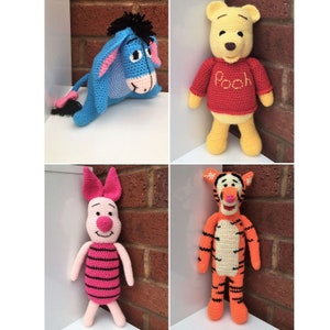 Patrón de Ganchillo PDF / 4 Patrones de Ganchillo Winnie The Pooh / Patrones Amigurumi / Oso Pooh / Eeyore / Tigger / Piglet / Muñecos de Ganchillo /