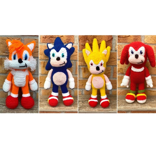 PDF Crochet Pattern | 4 x Sonic The Hedgehog Crochet Patterns | Sonic and Tails | Amigurumi Pattern | Super Sonic |