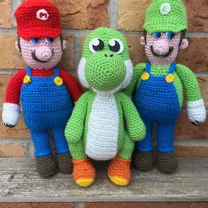 PDF Crochet Pattern | 3 Super Mario Bros Crochet Patterns | Yoshi, Mario and Luigi Crochet | Super Mario Bros | Crochet Dolls and Toys |