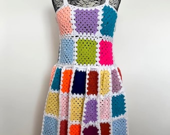 Granny Square Crochet Dress Pattern | Funky Boho Crochet Clothes | Digital Download