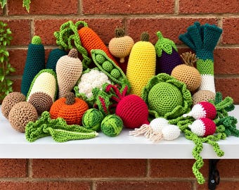22 Crochet Vegetable Patterns - Amigurumi Play Food Bundle - PDF
