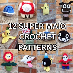 12 modèles de crochet Super Mario | Modèles d'amigurumi | Téléchargement numérique