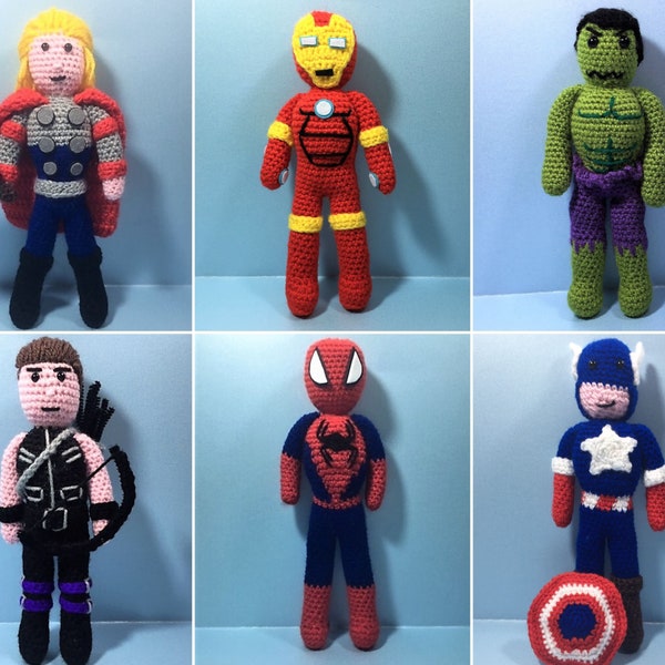 PDF Crochet Pattern | 6 Avenger Crochet Patterns | The Avengers | Crochet Patterns | Superhero Crochet Patterns | Amigurumi Pattern |