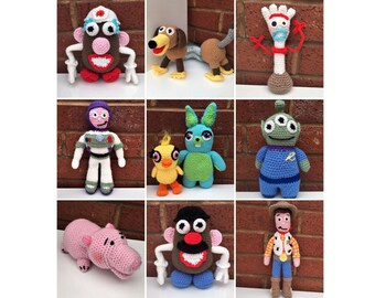 Patron au crochet PDF | 11 modèles de crochet Toy Story | Histoire de jouets | Modèles au crochet | Motifs amigurumi | Poupées Toy Story |