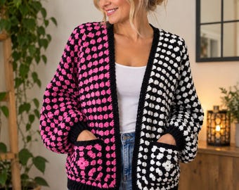 Cardigan esagonale da nonna all'uncinetto - Modello PDF per abbigliamento all'uncinetto