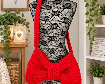 Chunky Bow Bag Crochet Pattern – Oversized Shoulder Bag - PDF