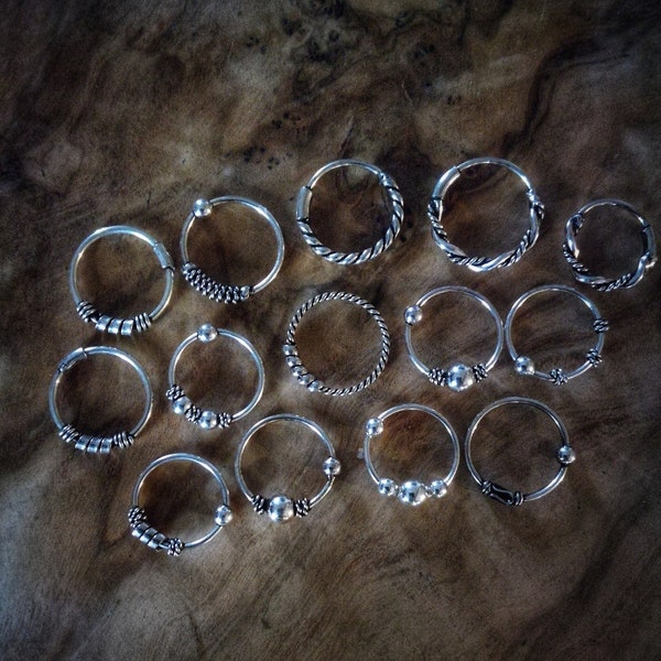 NOSE RING HOOP, anello naso, piercing, anello trago, anello septum, argento 925, alternative nose ring, cartilagine, anello naso lavorato