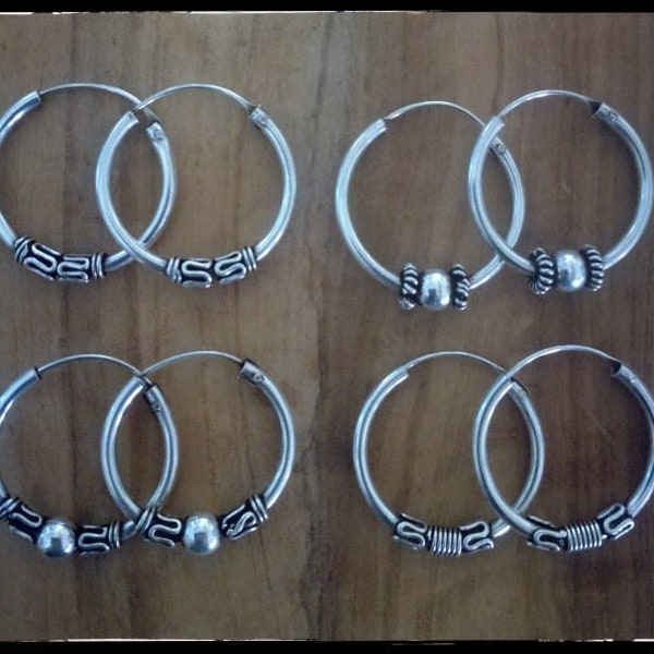 ORECCHINI CERCHIO, coppia o singoli, 18mm in argento 925, cerchi lavorati, boho style, boho hoop, tribal hoop, unisex, tribal, huggie hoops