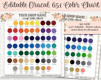 NEW Editable Oracal 651 Color Chart, Custom Color Chart, Vinyl Color Chart, Vinyl Color Samples, Add Shop Name, Color Chart for Etsy Shop