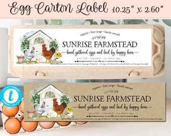 Egg Carton Label, Editable Egg Label, DIY Egg Carton Topper, Farmhouse Label, Homestead Label, Editable Food Label