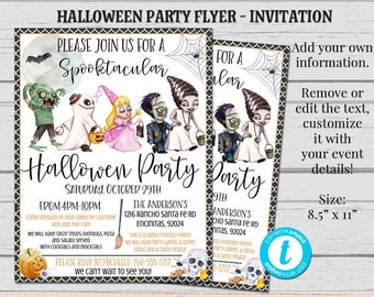 Halloween Flyer, Costume Flyer, Halloween Party Flyer, Fall Flyer, DIY Template, Marketing, Editable Vendor Flyers, Trick or Treating