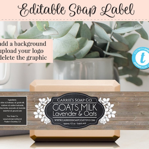 Soap Label Editable Label Bath Product Label DIY Ingredient Etsy