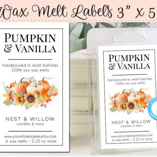 Wax Melts Fall Label Editable Label DIY Product Label DIY Etsy