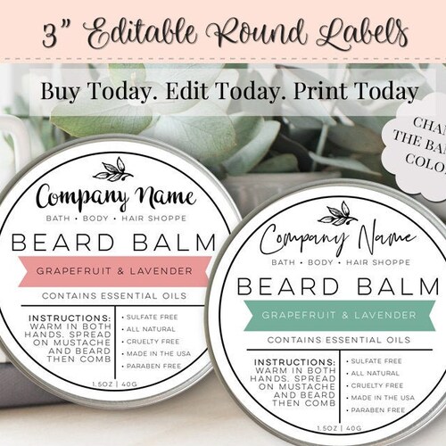 Round Product Label Editable Label 3 Inch Round Label - Etsy