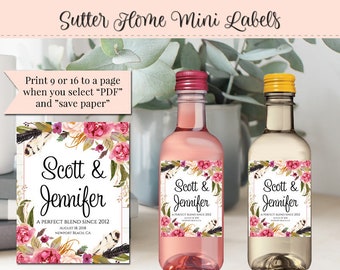 Mini Wine Label, Editable Wine Label, Small DIY Wine Label, DIY Wine Label, Instant Bottle Label, Mini Champagne Label, 2 x 2.5, Boho