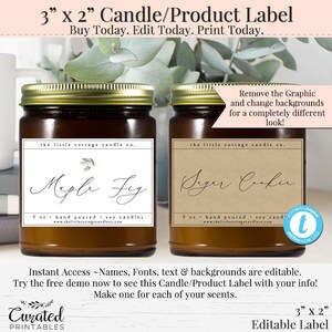 Etichetta per candele piccole, etichetta modificabile, etichetta per prodotti da bagno, etichetta per ingredienti fai da te, adesivo a stampa istantanea, adesivo modificabile, etichetta Avery 3 x 2 fai da te