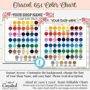 Oracal 651 Permanent Vinyl Color Chart 64 COLORS Semi-editable PSD Oracal  Vinyl Color Chart Oracal 651 Color Chart 651 Color Chart 