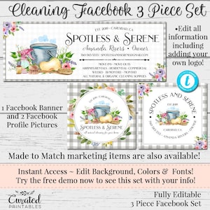 House Cleaning Facebook, Housekeeper Set, Cleaning, DIY Facebook, Editable Facebook Set, Instant Download Template,  Cleaning Service FB