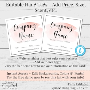 DIY Hang Tag, bearbeitbares Hang Tag, Preisschild, DIY Hang Tag, Swing Tag, DIY Minimalist Hang Tag, bearbeitbares Hang Tag, Blush Marketing