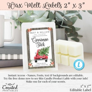 Wax Melts Christmas Label, Editable Label, DIY Product Label, DIY Label, DIY Sticker, Editable Sticker, Candle Label, Red Truck, 2 x 3