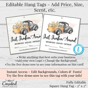 DIY Hang Tag, Bearbeitbares Hang Tag, Preisschild, druckbares Hang Tag, Hang Tag, Swing Tag, DIY Tag, bearbeitbares Hang Tag, 2-Zoll-Tag, Just Junkin