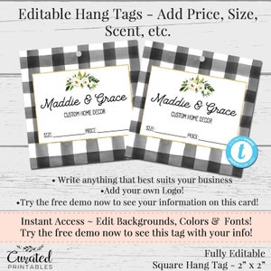 Buffalo Check Hang Tag, bearbeitbares Hangtag, Preisschild, DIY Hangtag, Hangtag, Swing Tag, DIY Swing Tag, bearbeitbares Hangtag, Maddie Grace